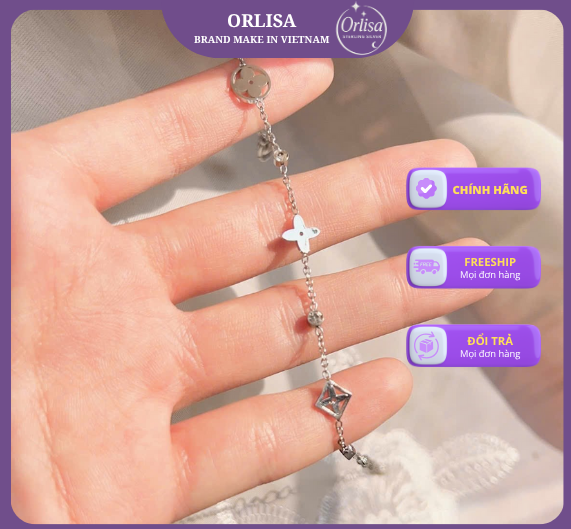 Lắc Tay Bạc LV Siêu Cấp Thương Hiệu ORLISA – Sang Trọng và Đẳng Cấp